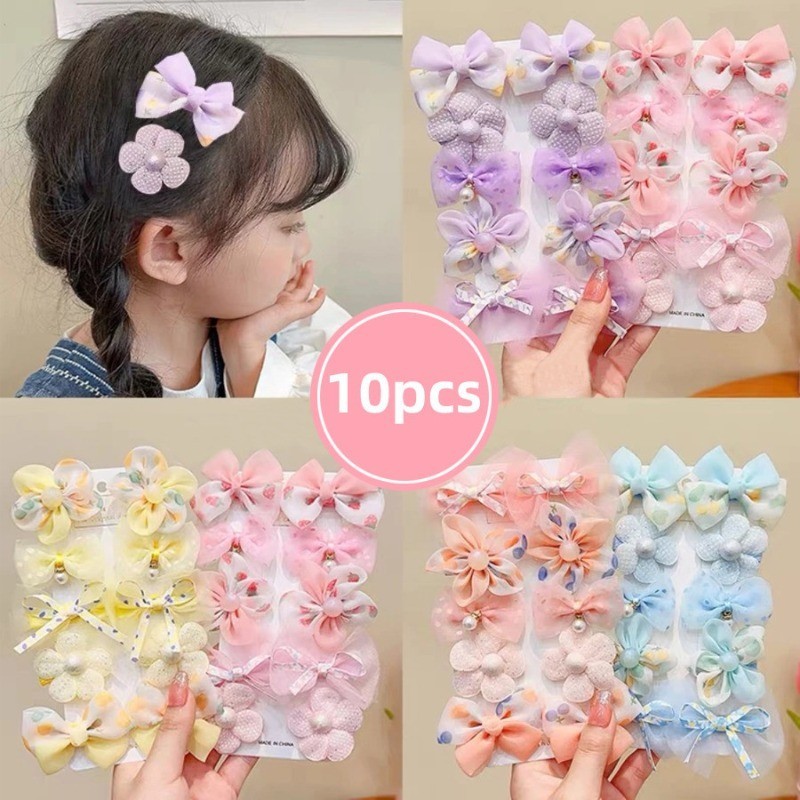 10pcs เจ้าหญิง Super Immortal Bow Hairpin ชุดดอกไม้โบว์น่ารักคลิปผมอุปกรณ์เสริมผม Headwear Hairpins Headdress Barrettes