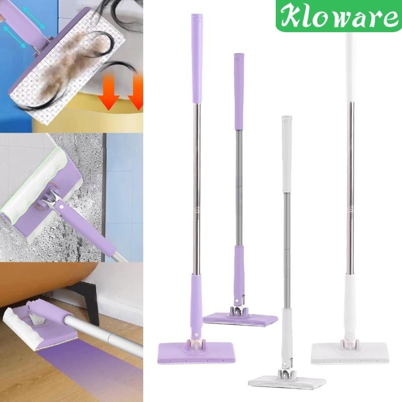 [Kloware] ไม้ถูพื้นดันฝุ่น หัวม็อบหมุนม็อบขนาดเล็กนํากลับมาใช้ใหม่สําหรับห้องครัวบนโต๊ะอาหารไม้เนื้อแข็ง เพียงแค่หนีบกระดาษผ้าแล้วถูพื้นได้