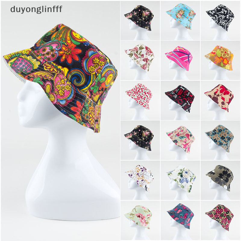 (duyonglinfff) ใหม่ Unisex ผู้ชายผู้หญิง Boonie Hung ตกปลากลางแจ้งหมวกดอกไม้ถังหมวกกันแดดใหม่