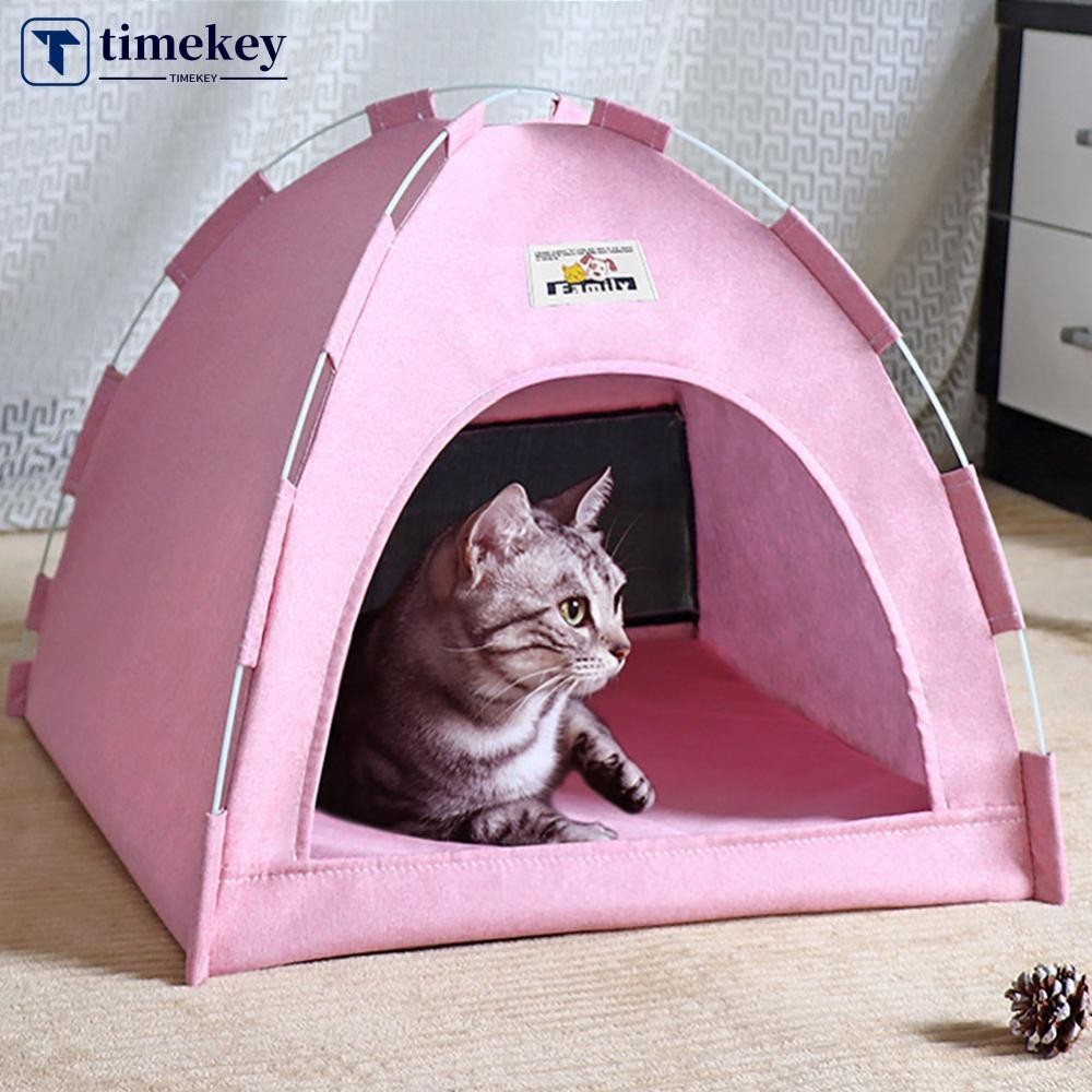 Timekey เต็นท์สัตว์เลี้ยงเตียงแมวอุปกรณ์สัตว์เลี้ยงเฟอร์นิเจอร์ที่อบอุ่นเต็นท์ลูกแมวเหมาะสําหรับทุกฤดูกาล J9K5