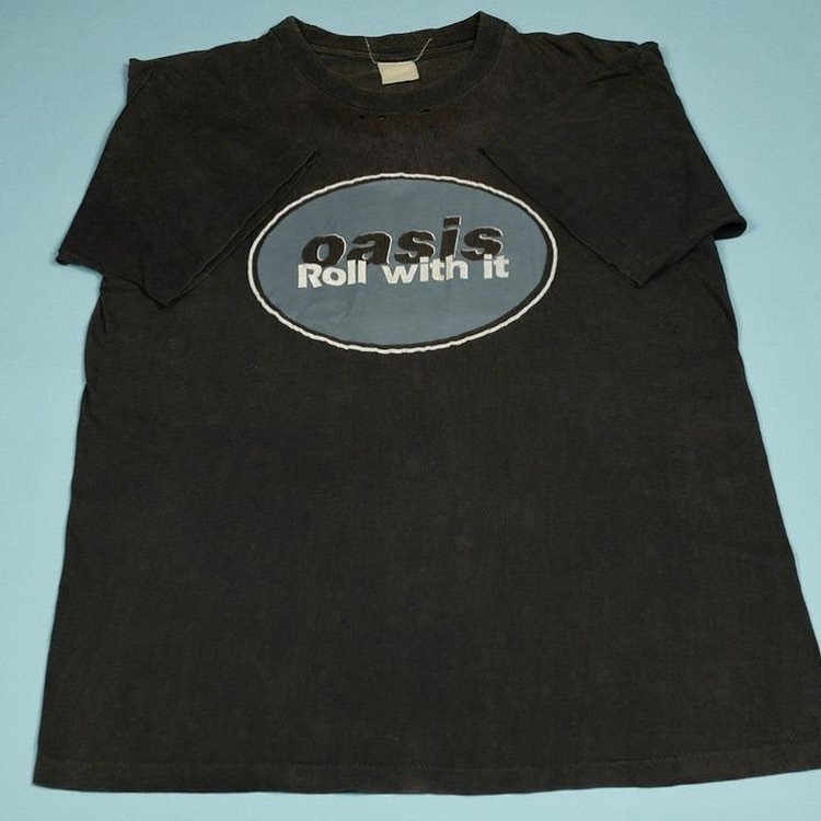 Oasis Oasis Retro Street Wear vintage High Street ผ้าฝ้ายแท้แขนสั้นพิมพ์ลายเสื้อยืดผู้ชาย