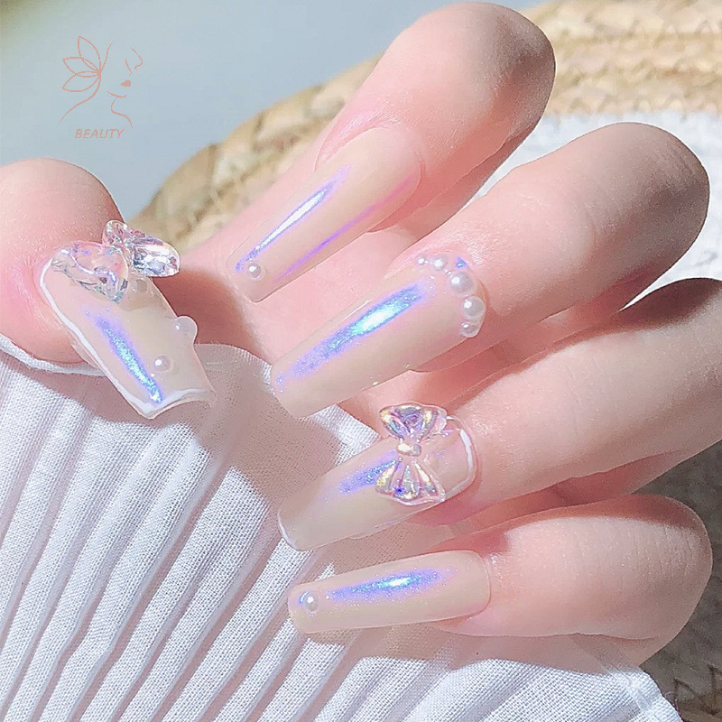[maybeauty] 20pcs Auroras Bowknot 3D ตกแต่งเล็บเรซิ่นเล็บ Ch Jelly สี Glitter เล็บริบบิ้นโบว์ผีเสื้อ DIY เล็บ Salon {TH}