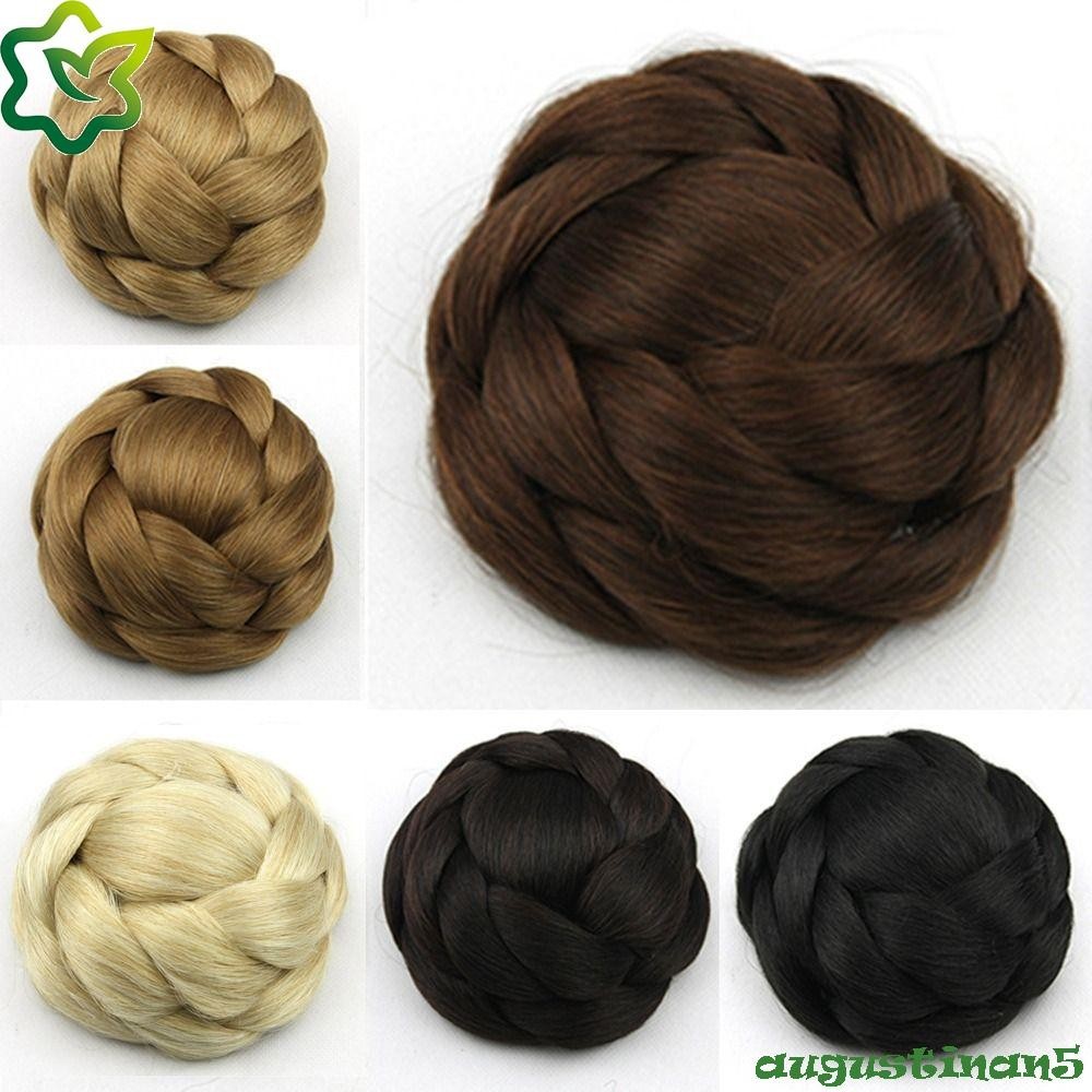 Augustinan ผมปลอม Bun ที่มองไม่เห็น คุณภาพสูงเจ้าสาว Hairpiece Hanfu Chignon ทนความร้อน เส้นใย อุปกรณ์เสริมสําหรับผู้หญิง
