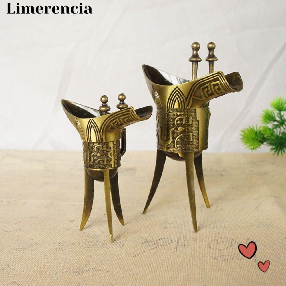 Limerencia ถ้วยไวน์, ขวดไวน์วินเทจสามขา, กุณโฑจีนโบราณโลหะผสมโกลเด้นเหล้ากุณโฑ