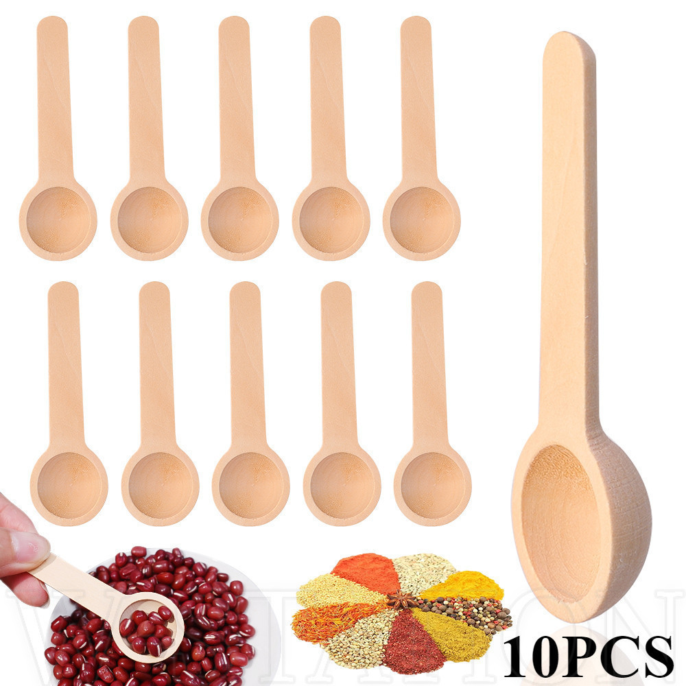 10 ชิ้นไม้ช้อนปรุงรส-สไตล์ญี่ปุ่น,ด้ามสั้นแยมกาแฟตัก-สําหรับกินผสมกวนทําอาหารเบเกอรี่-อาหารเย็นสําหรับน้ําผึ้งขนมไอศกรีม-บนโต๊ะอาหารในครัวเ