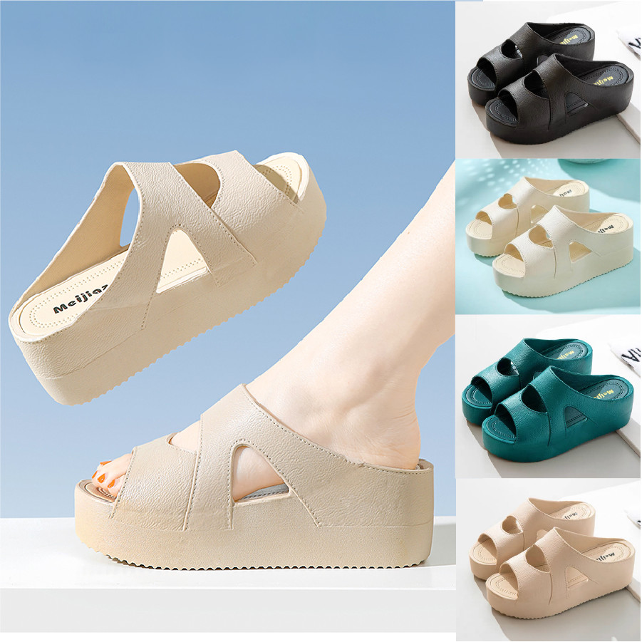 Ann.Fashion รองเท้าพื้นหนาส้นตึก รองเท้าเพื่อสุขภาพ ใส่สบายหุ้มหน้าเท้า หนังนิ่ม คุณภาพดี #sy170