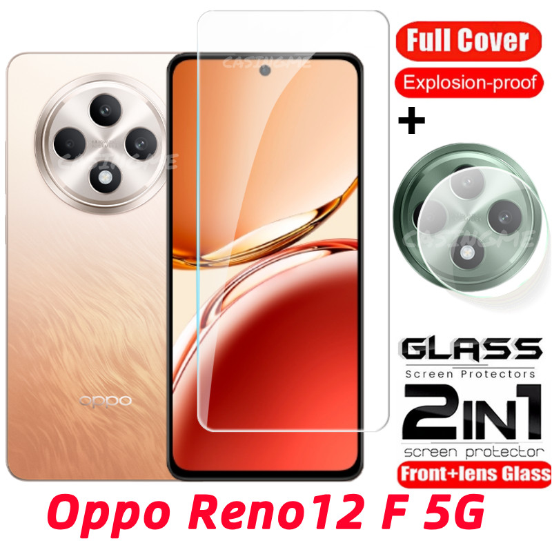 Oppo Reno12 F 5G 2024 คลุมทั้งหมดกระจกนิรภัย Flim สําหรับ Oppo Reno 12F Reno12F Reno12 12 F 4G 5G 2024 ฟิล์มด้านหน้าด้านหลังเลนส์กระจกกลับกล้องเลนส์ป้องกันหน้าจอ