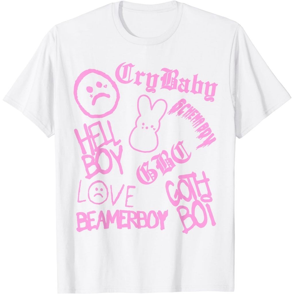 ใหม่ เสื้อยืด พิมพ์ลายรอยสัก Lil Emo Rap Goth Peep สไตล์ฮิปฮอป