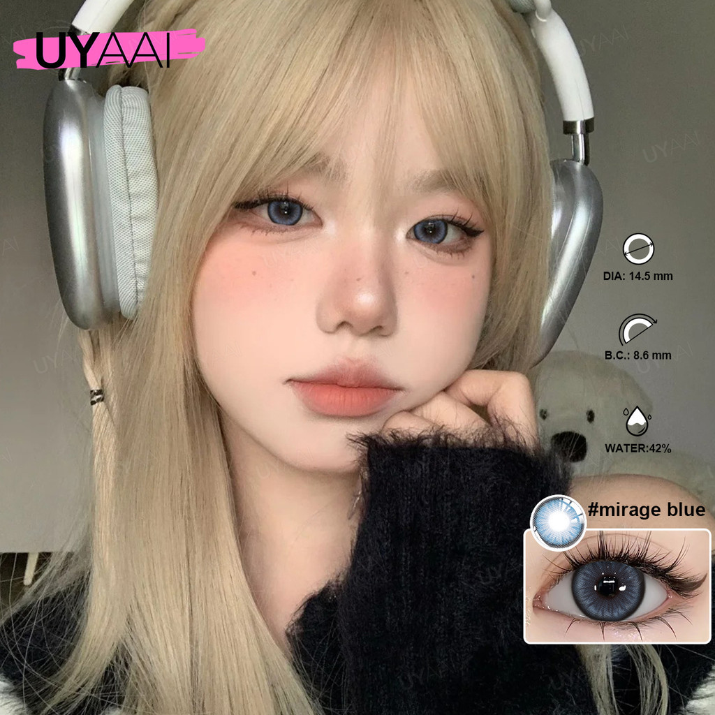 UYAAI 1 คู่คอนแทคเลนส์สี มีค่าสายตา 0.00~-6.00 Mirage รายเดือน ชุดคอนแทคเลนส์ รายเดือน ปริมาณน้ำ 42% Contact Lens 14.5mm
