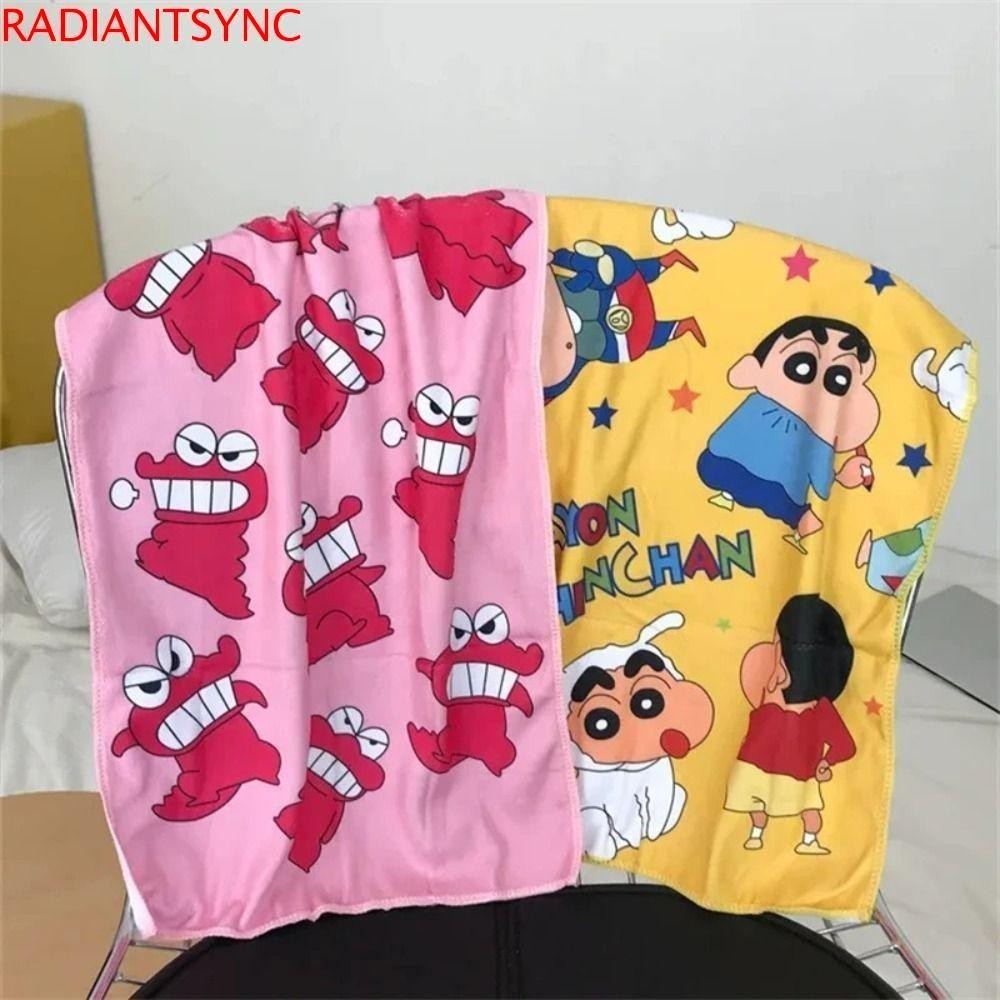 Radiantsync Crayon Shin-Chan ผ้าเช็ดตัว, การ์ตูน Kawaii ตุ๊กตาผ้าเช็ดตัว, ตกแต่งห้องน่ารักแบบพกพาผ้าเช็ดตัวกีฬานุ่มเด็ก
