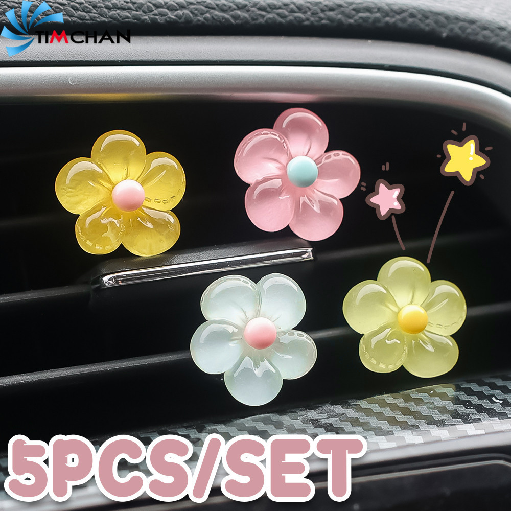 1/5ชิ้นภายในรถตกแต่ง-อากาศสดชื่นระบายเครื่องประดับ-ดอกไม้ที่มีสีสันรถเต้าเสียบอากาศคลิป-หลายรูปแบบน่ารักหวาน-สุภาพสตรีอุปกรณ์รถ-