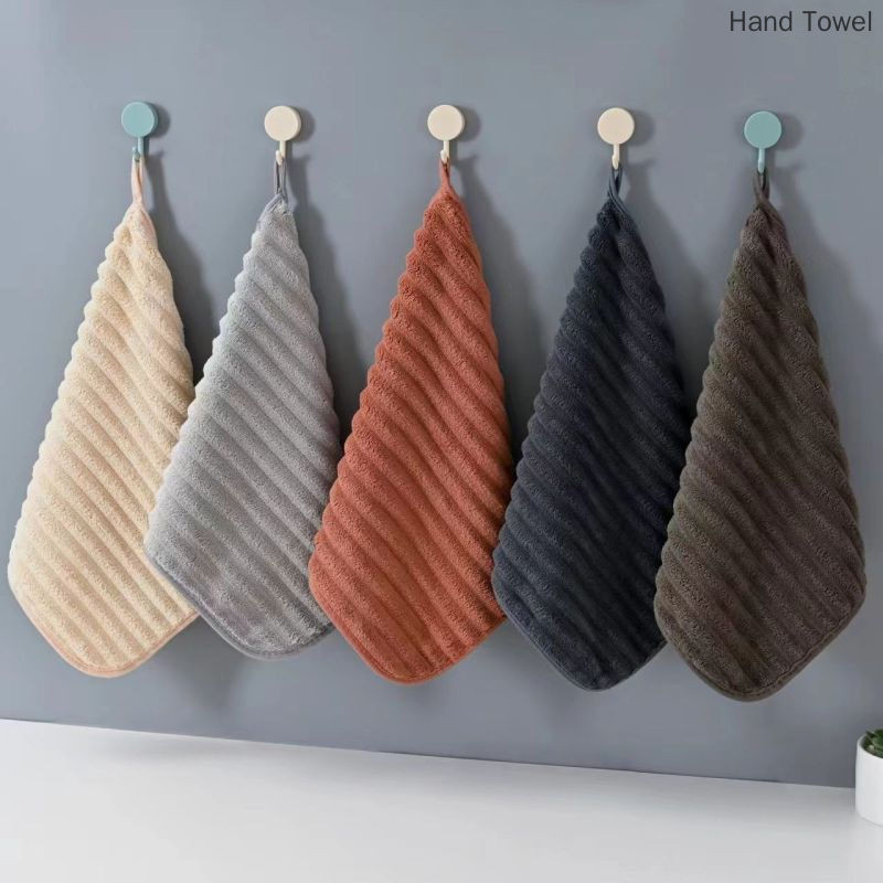 Simple Hangable Absorbent Hand Towel for Home Bathroom Soft Quick-drying Towel Childrens Thicken Face Washcloth