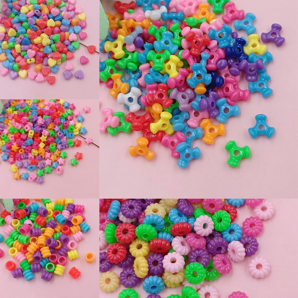 100/150pcs วัสดุลูกปัด Star ฟักทองโฮมเมดสร้อยข้อมือลูกปัดอะคริลิค Dispersion Love Pentagonal Handmade DIY Macaron เครื่องประดับสร้อยคอ
