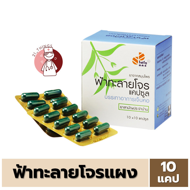 ฟ้าทะลายโจร แคปซูล 350mg. Phyto Care แผงละ 10 แคปซูล ไฟโตแคร์ GPO ฟ้าทะลายโจรองค์การเภสัชกรรม Phytoc