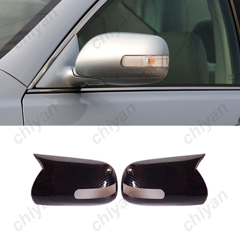 2pcs พร้อมไฟเลี้ยวรุ่นคาร์บอนไฟเบอร์ Horn Shape ด้านข้างกระจกมองหลังฝาครอบด้านนอกรถอุปกรณ์เสริมสําหรับ Toyota Corolla Altis E140 E150 2006-2013
