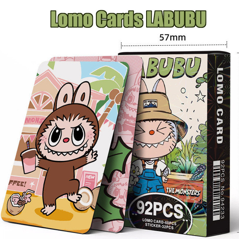92pcs การ์ตูน HD พิมพ์คอลเลกชัน Lomocard Pop Mart การ์ด Lomo LABUBU Monster กระต่ายสองด้าน Photocards ของขวัญ