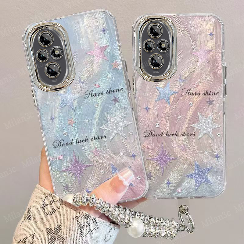 เคส Honor 200 เคส Honor 200 Pro สีชมพูไล่เฉด ลายดาว เคสโทรศัพท์มือถือรุ่นใหม่ ป้องกันการตกหล่น เลนส์รอบด้าน เปลือกแข็งด้าน