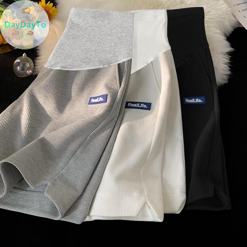 Daydayto กางเกงขาสั้นคนท้องสําหรับฤดูร้อน Casual ตรงหลวม Breathable บางกางเกงกีฬา Belly Support กางเกงคลอดบุตร TH