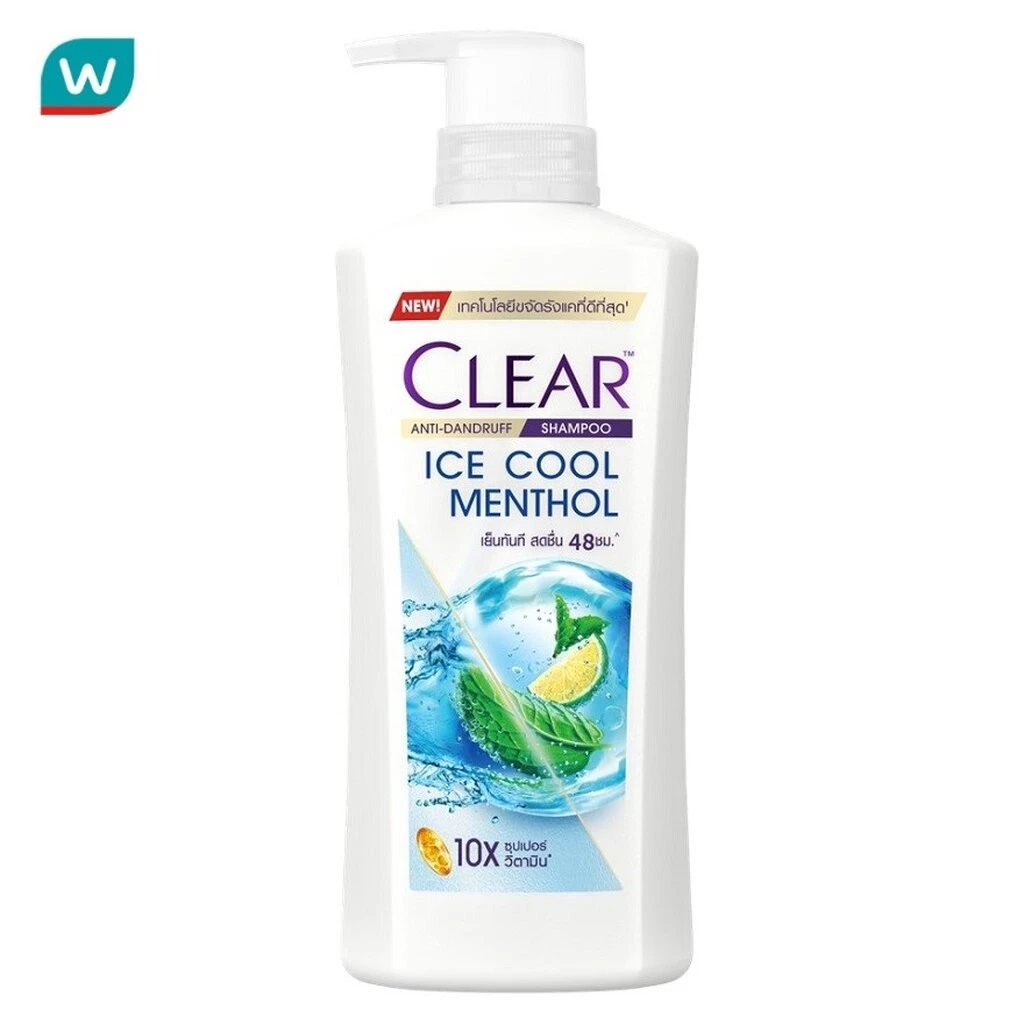Clear เคลียร์ แชมพู แอนตี้แดนดรัฟ ไอซ์ คูล เมนทอล 370 มล. แชมพูขจัดรังแค เย็นสดชื่น