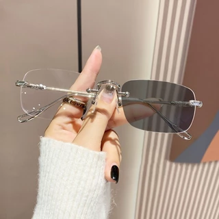 💛ส่งไวจากไทย🤍เลนส์ออโต้เปลี่ยนสี+กันUV99% แว่นกันแดดไร้กรอบ สไตล์เกาหลี Auto Lens แฟชั่น