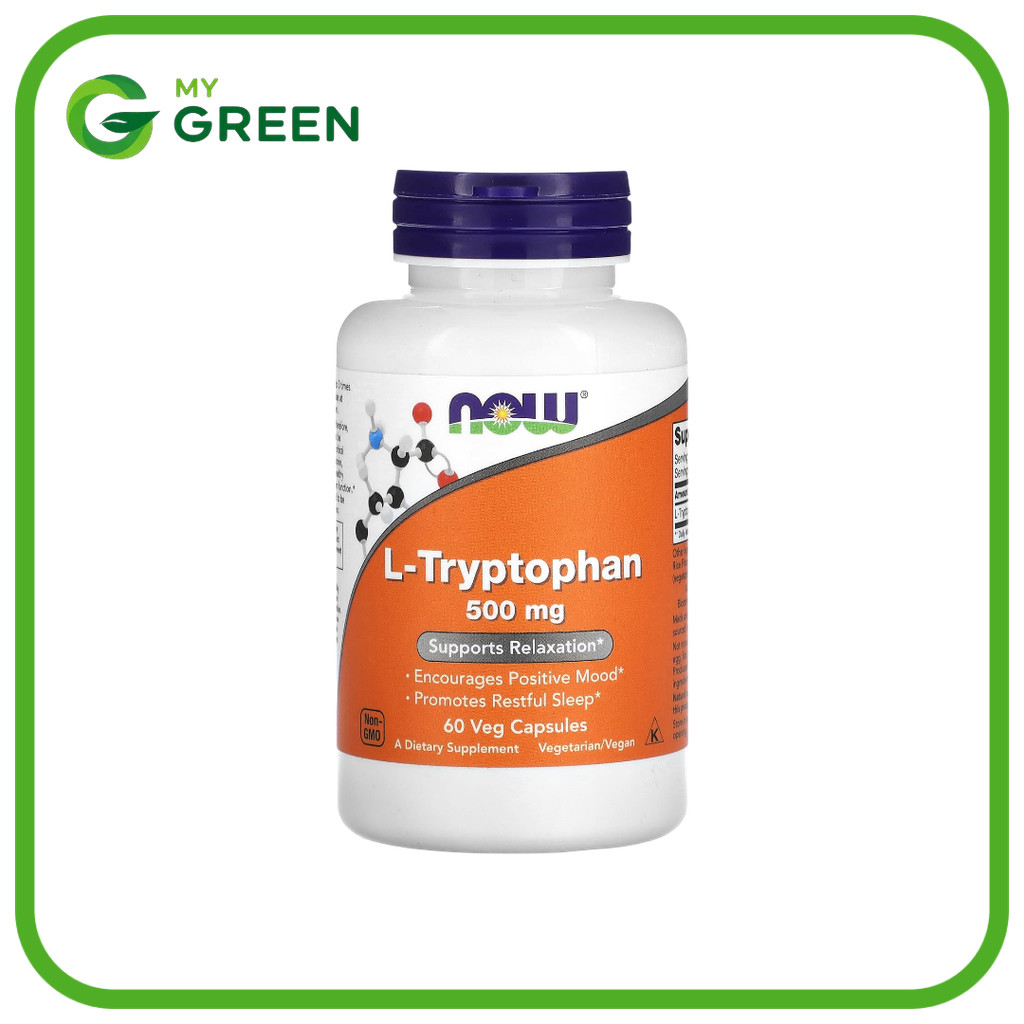 NOW Foods L-Tryptophan 500 mg 60 Veg Capsules แอล-ทริปโตเฟน ขนาด 500 มก