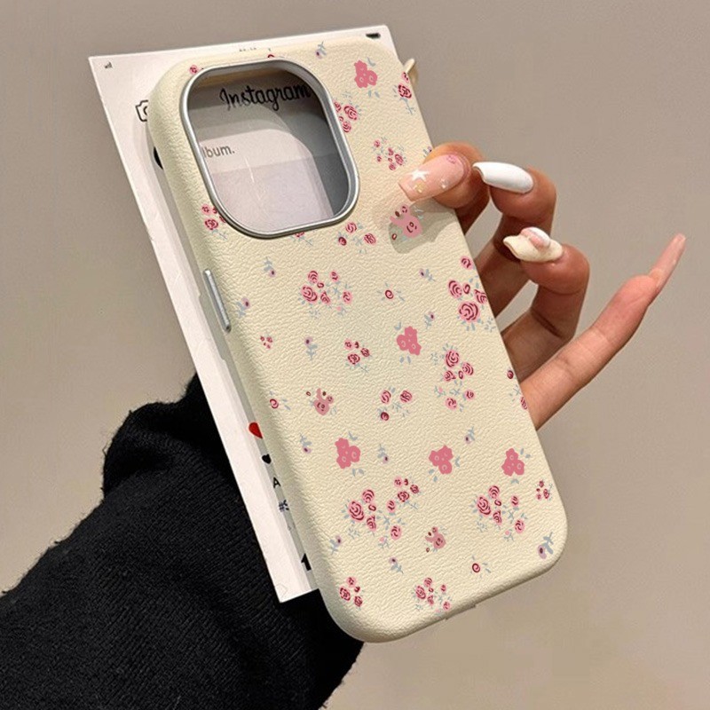 น่ารักสีชมพู Rose ดอกไม้หนังสําหรับ Galaxy S25 S24 Ultra S23 S22 Plus S20 S21 S23 S24 FE ดอกไม้ขนาดเล็กหรูหราเลนส์โลหะกรอบกันกระแทกนุ่ม