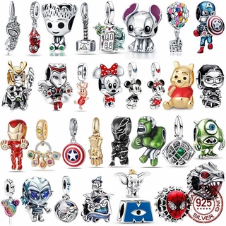 สร้อยข้อมือคลาสสิก 925 จี้เงิน พร้อมแชนเนล Spiderman และ Superman