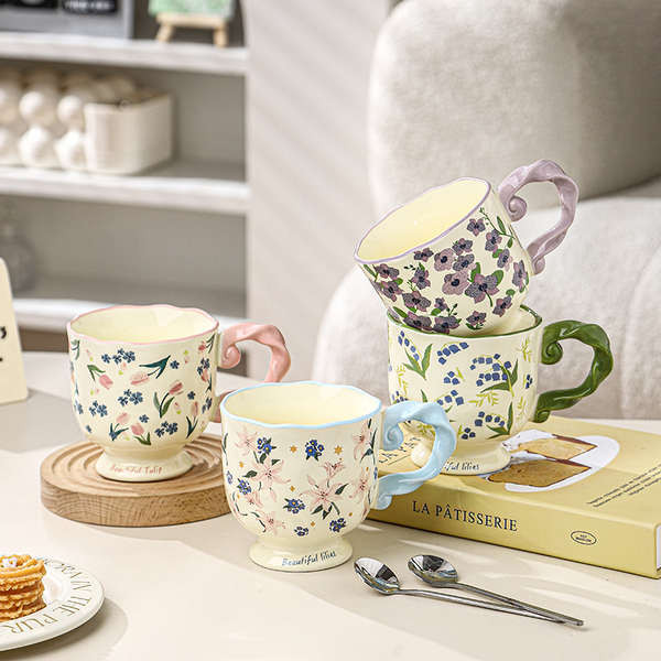 แก้วกาแฟ แก้วกาแฟดํา แก้วที่ดีพิเศษถ้วยดื่มในครัวเรือนน่ารักประณีตเซรามิกสํานักงานถ้วยกาแฟถ้วยน้ํามูลค่าสูง