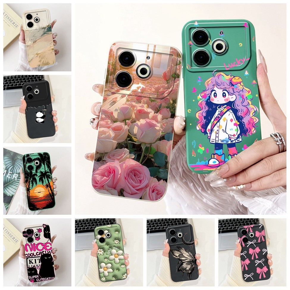 สําหรับ Tecno Pova 6 Neo 4G กรณีกันกระแทกแมวน่ารักแฟชั่นตลกซิลิโคนเคสโทรศัพท์ Techno Pova 6 Neo ปกหล