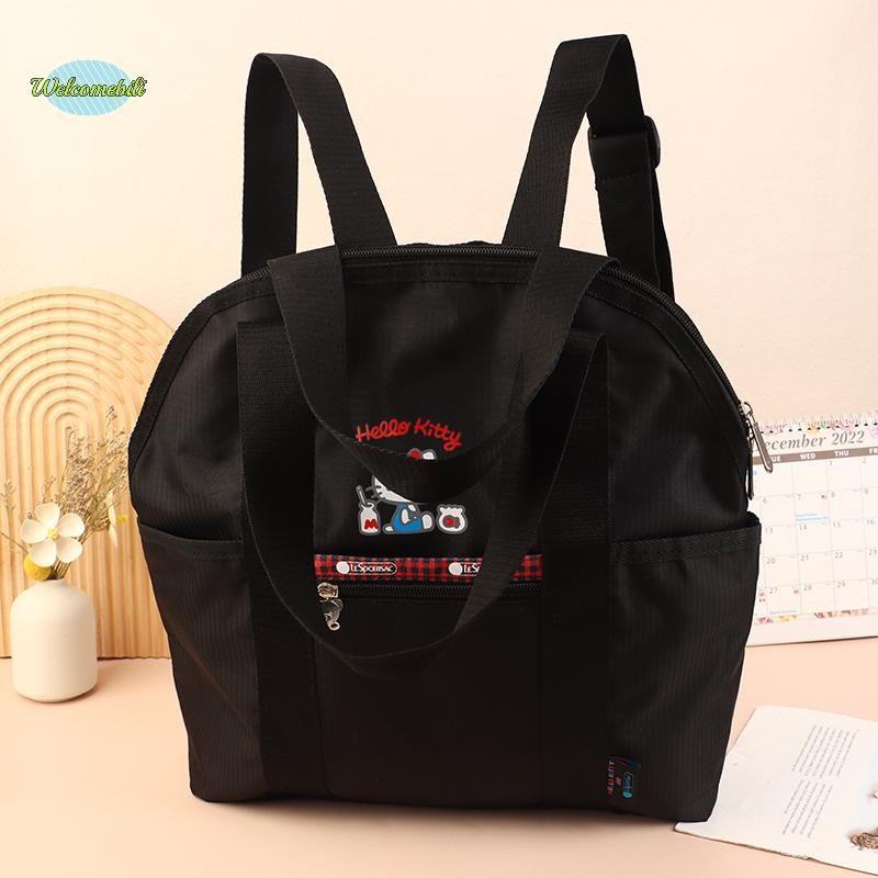 [ยินดีต้อนรับ] Kt Cat Multi-Functional Black Backpack การพิมพ์การ์ตูนสําหรับผู้หญิงกระเป๋าเป้สะพายหลังกระเป๋านักเรียนใหม่