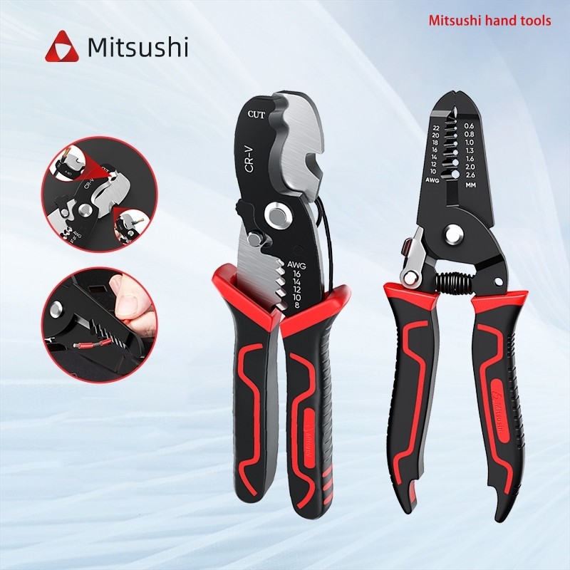 Mitsushi 7 นิ้ว คีมปอกสายไฟ คีมตัดสายไฟ ตัดสายไฟแบบออโต ตัดสายไฟแบบออโต คีมปอกสายไฟ และ คีมตัดสายไฟ อเนกประสงค์