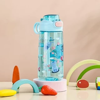 กระติกน้ำ ขนาด550ml ลายการ์ตูน สําหรับเด็กอนุบาล ถ้วยน้ำแบบพกพาน่ารัก พร้อมที่จับ แฟชั่น พร้อมหลอด