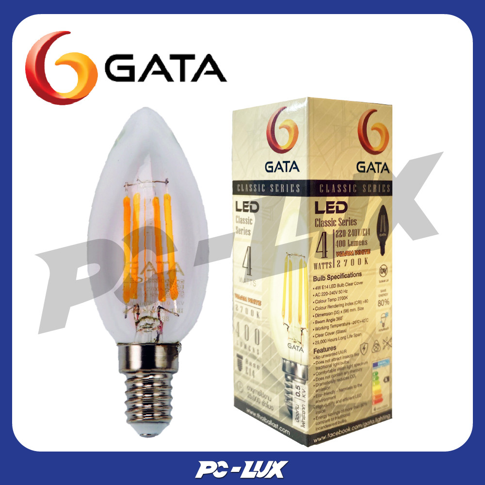 GATA หลอดไฟ LED Classic Series 4W Warm White E14