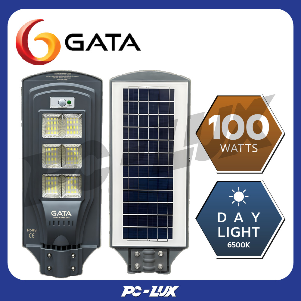 GATA โคมไฟถนนโซล่าเซลล์ Solar Cell LED Street Light Complete set 100W