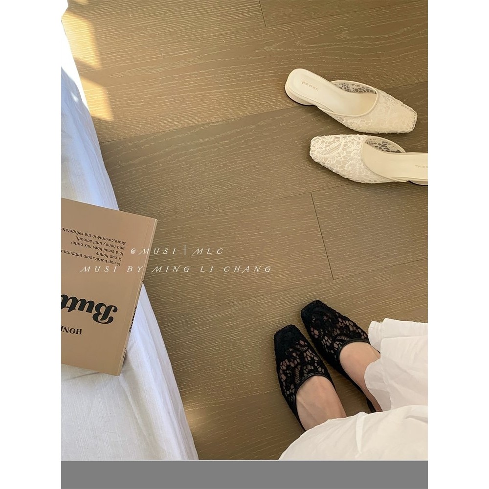 รองเท้าส้นเตี้ยผู้หญิงขนาดใหญ่ แบบผูกเชือก ปลายแหลม ยางสวมใส่ได้ ขนาด 35-42