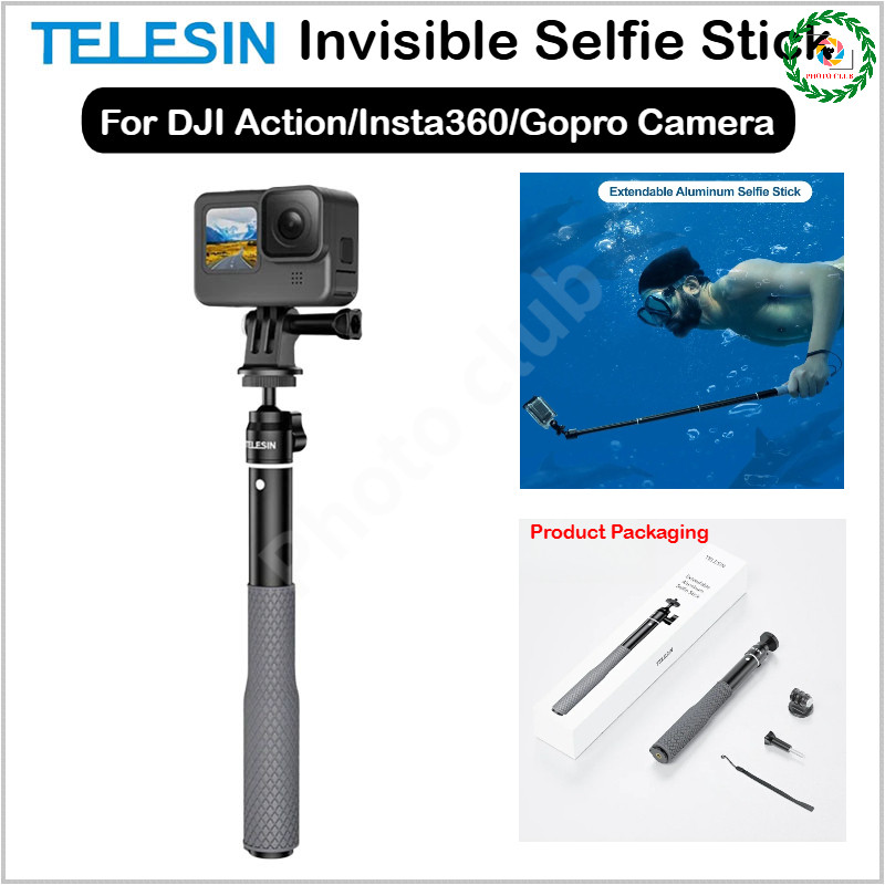 TELESIN ไม้เซลฟี่ที่มองไม่เห็นสําหรับ DJI OSMO 360 Action 5 Pro Insta360 X5 ไม้เซลฟี่กันน้ํา
