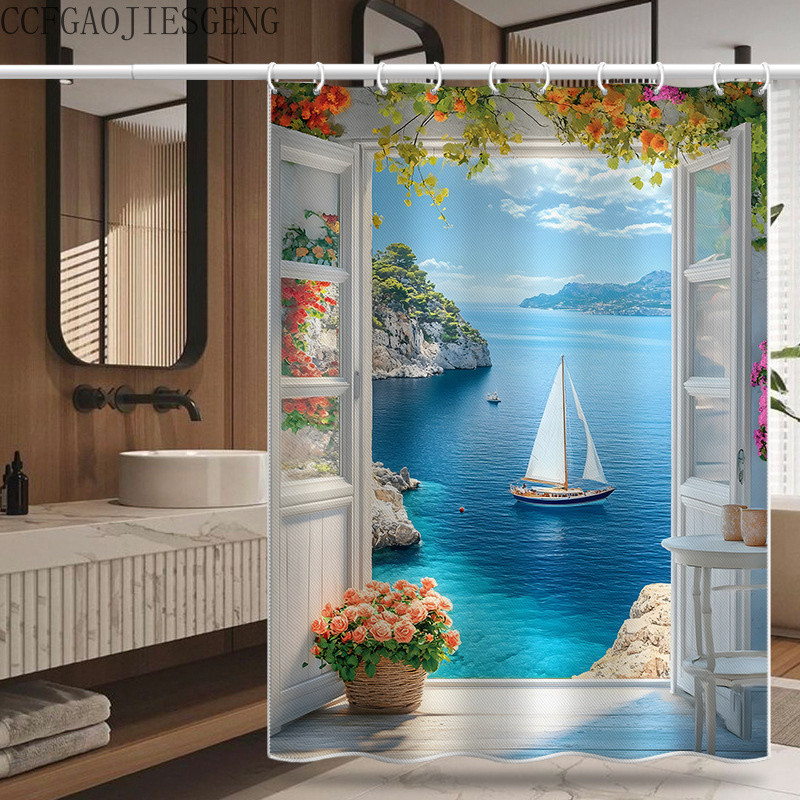 แนะนำ ผ้าม่าน ผ้าม่านอาบน้ำกันน้ำกันเชื้อราสำหรับห้องน้ำกลางแจ้ง ขายดี ผ้าม่านฉากกั้นแบบไม่ต้องเจาะ ราคาพิเศษ มีเก็บเงินปลายทาง