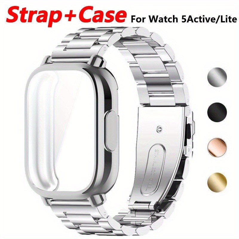 22 มม.สแตนเลสสตีลและเคสสําหรับ Redmi Watch 5 Active Metal Band สําหรับ Xiaomi Redmi Watch 5 Lite สร้อยข้อมือสายรัดข้อมือ