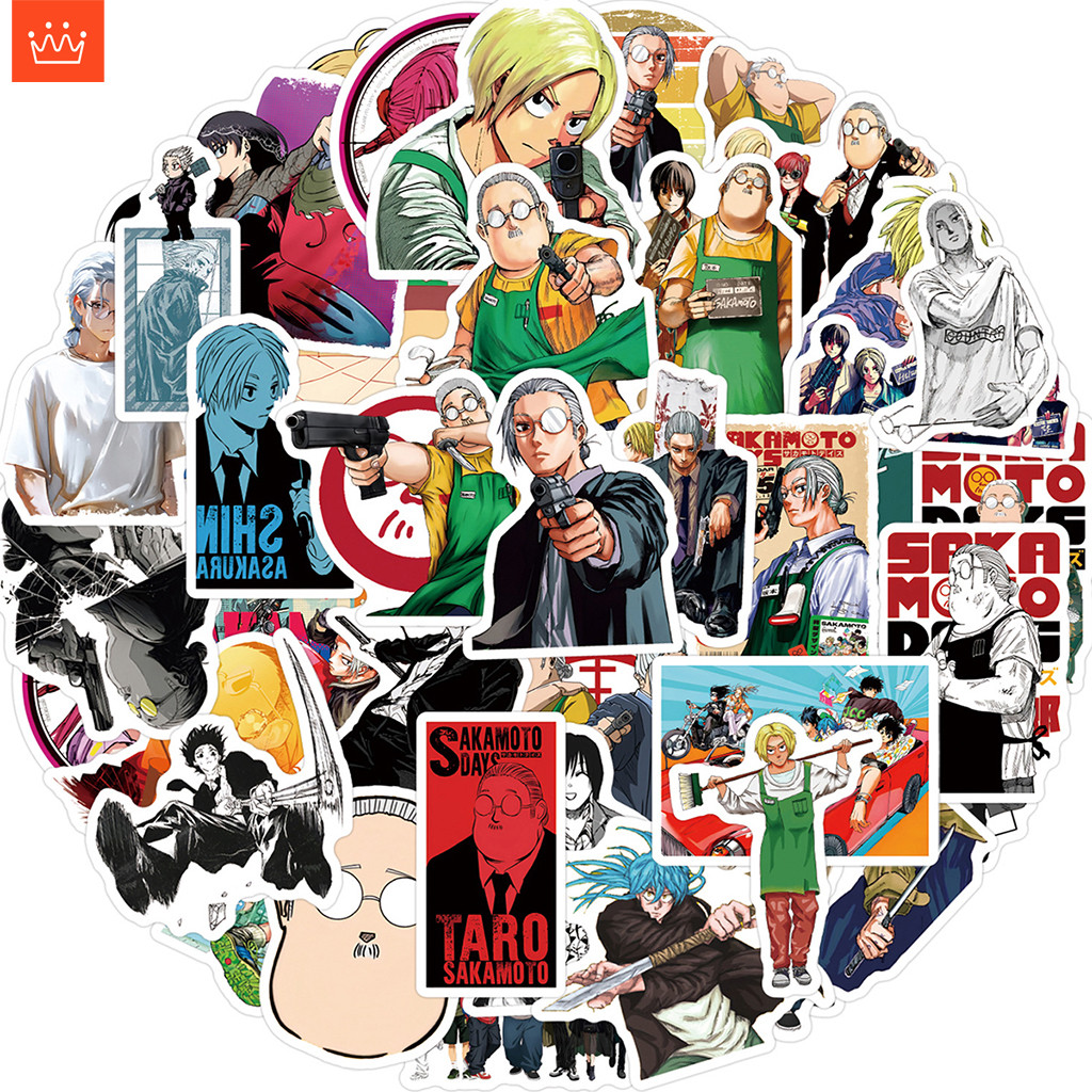J· ชุดสติ๊กเกอร์ SAKAMOTO DAYS ชุดสติกเกอร์กราฟฟิตีกันน้ำอะนิเมะ, 57 แผ่น/ชุด