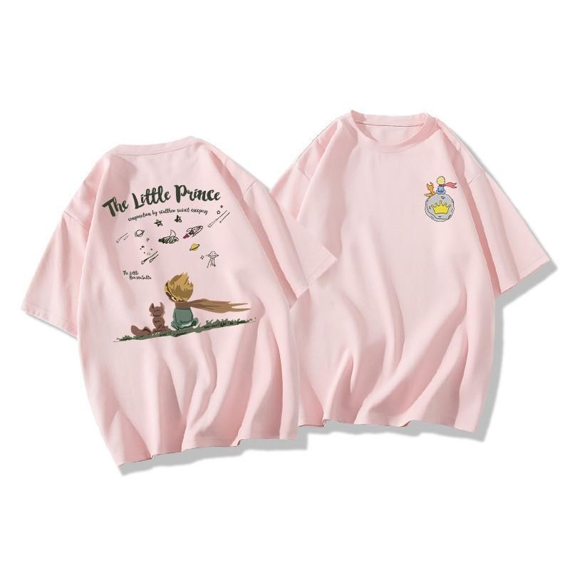 (จัดส่งตลอด 24 ชั่วโมง) เสื้อยืด Oversize ลาย ‘Little Prince Love’ สีพาสเทลน่ารัก ใส่ได้ทุกวัน คอตตอน 100%