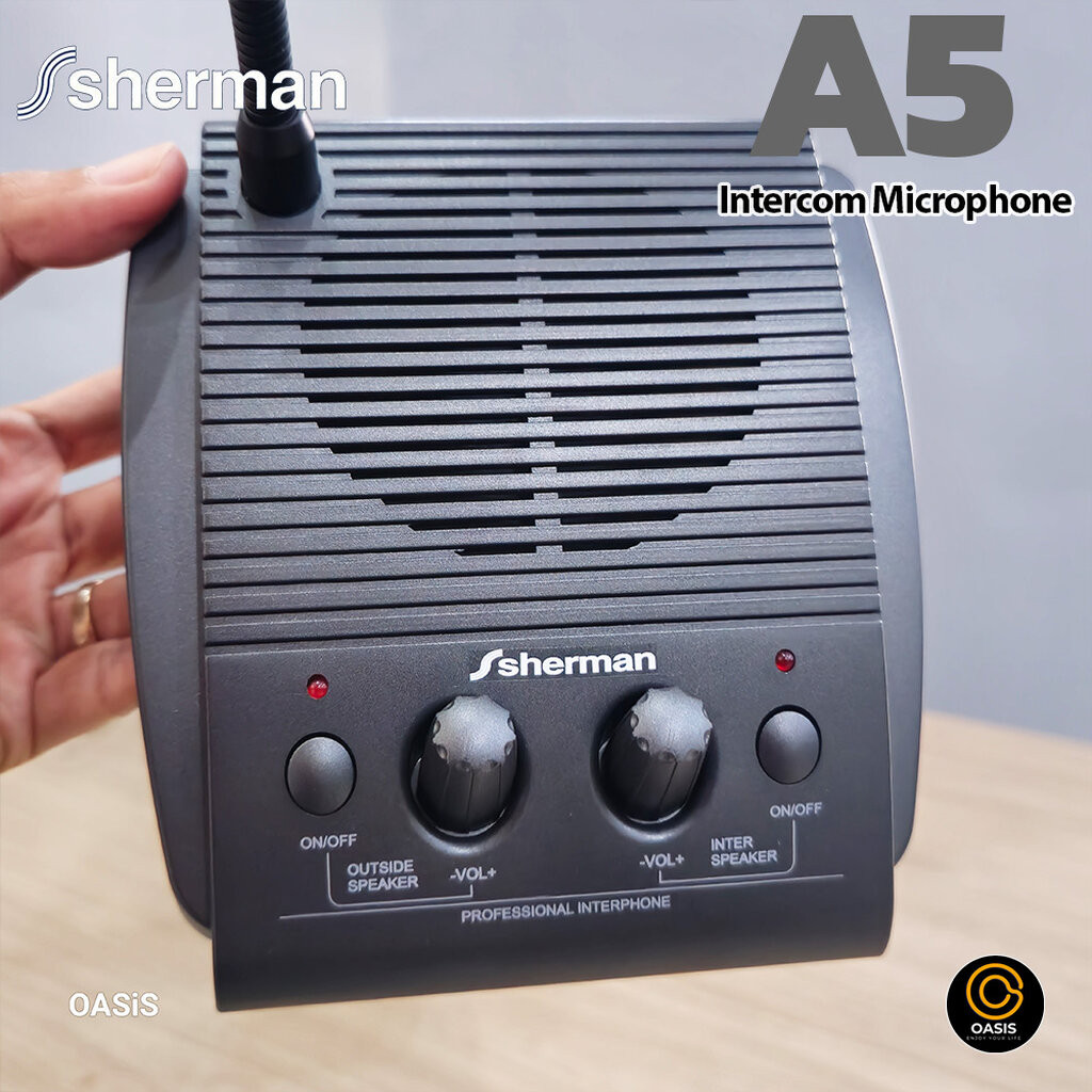Sherman A5 Intercom Microphone ไมค์ตั้งโต๊ะพร้อมลำโพง ลำโพงติดต่อแบบ 2 ทาง ไมค์ประกาศตั้งโต๊ะ ไมค์ตั้งโต๊ะ ไมค์ประกาศ