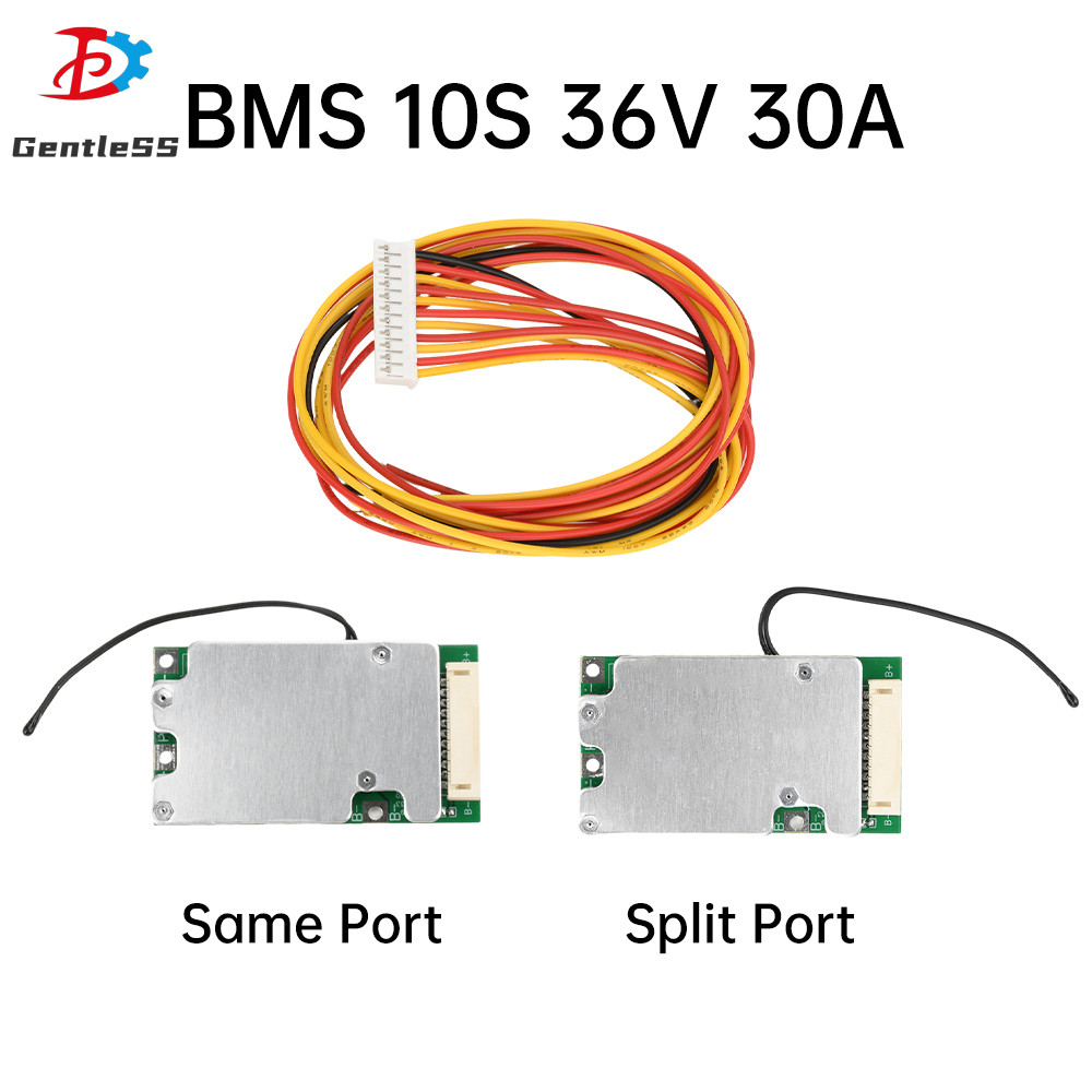 10S 36V 30A พอร์ตเดียวกัน/แยกพร้อมบอร์ดป้องกันแบตเตอรี่ลิเธียม Equalization BMS พร้อมสายเซ็นเซอร์