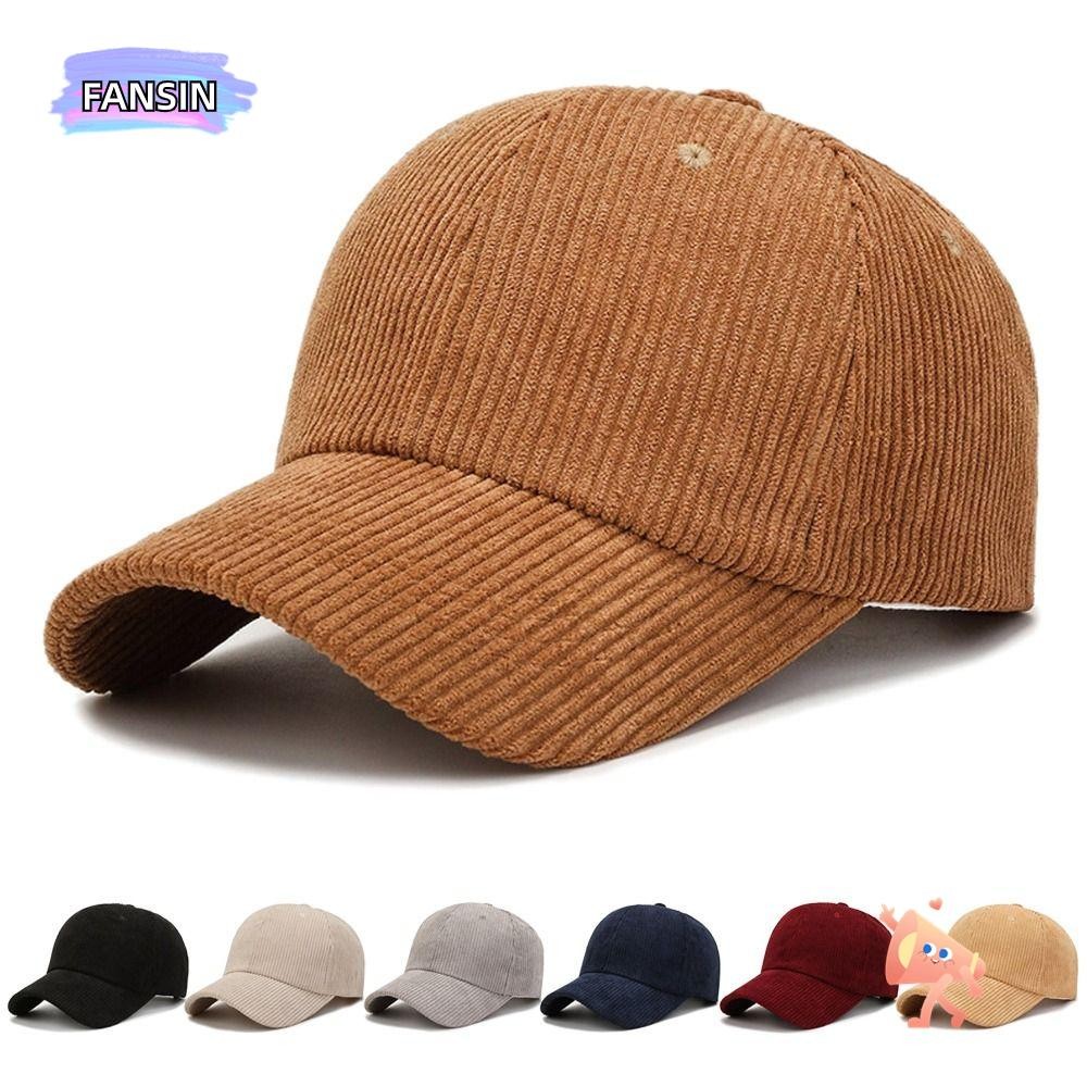 Fansin หมวกเบสบอลผ้าลูกฟูก, หมวกกันแดดแบบปรับได้ผ้าลูกฟูก, หมวกเบสบอลระบายอากาศผู้ชาย