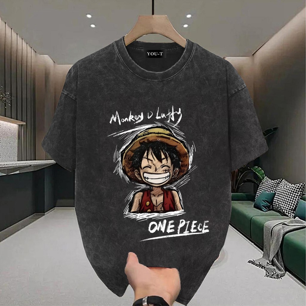 เกาหลี ผ้าฝ้าย100% เสื้อยืดแขนสั้น Oversize 🧸CMDXY6128 ผู้ชาย ผู้หญิง ลายทาง ตัวอักษร การ์ตูน หลวม  ฤดูร้อน ฤดูใบไม้ผลิ