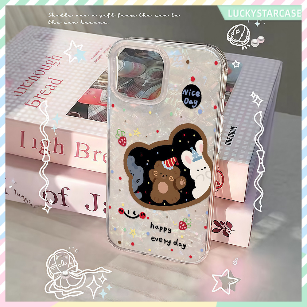 ❤️จัดส่งทันที❤️ แฟชั่น หีดำ สําหรับ IPhone 15 16 11 14 13 12 Pro Max XR XS Max X 8 7 Plus SE เลเซอร์การ์ด Sea Shell เคส