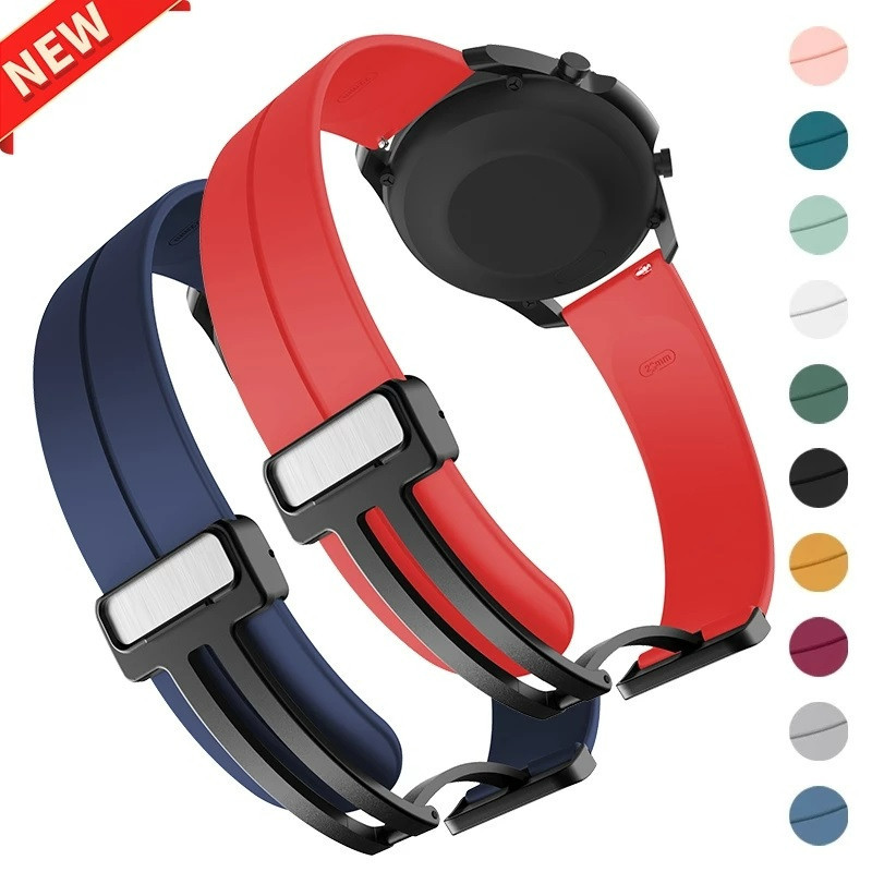 18 มม.ซิลิโคนแม่เหล็กสายคล้องคอสําหรับ Garmin Venu 3s Venu 2s 40 มม./Forerunner 255S 265S/vivomove3S/Vivoactive 4s/Active S Soft Candy สีนาฬิกาสร้อยข้อมือกีฬา Loop