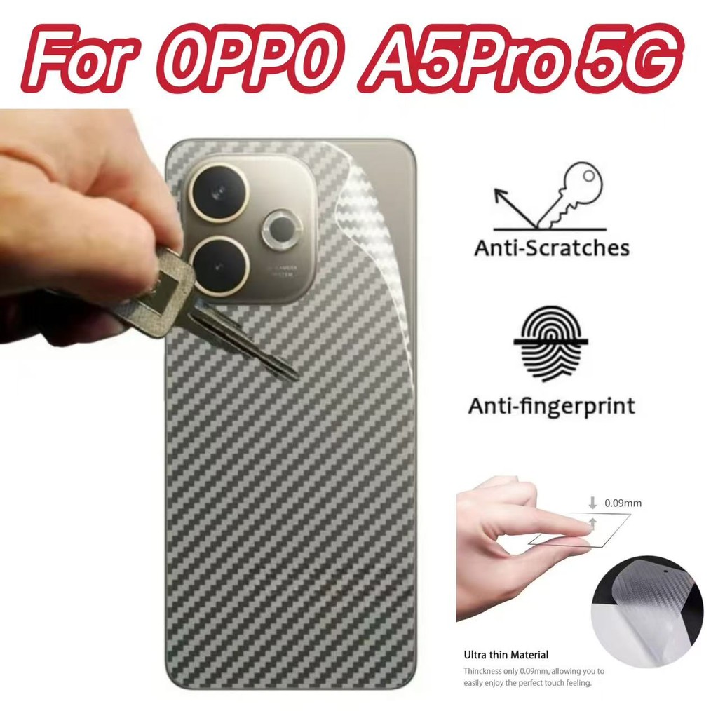 ฟิล์มกันรอยหลัง สำหรับ Oppo A5pro 5G ฟิล์มกันรอยคาร์บอนไฟเบอร์แบบด้าน ทนทานกันรอยขีดข่วน ลายเคฟล่า