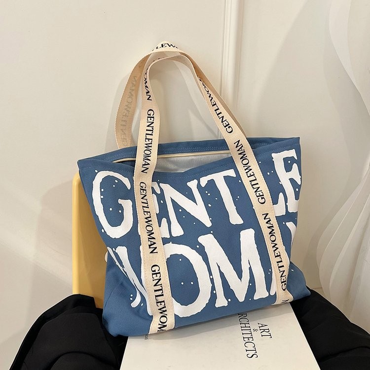 กระเป๋าผ้าใบขนาดใหญ่ความจุผ้าใบ Tote กระเป๋าถือผู้หญิง Casual All-Match กระเป๋าสะพาย - รูปที่ 2