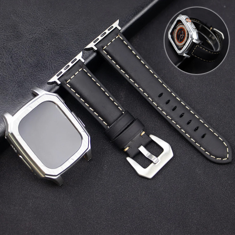สายนาฬิกาข้อมือ สายหนัง และตัวป้องกันหน้าจอ PC สําหรับ Apple Watch Ultra 2 49 มม. Iwatch Ultra 49 มม.