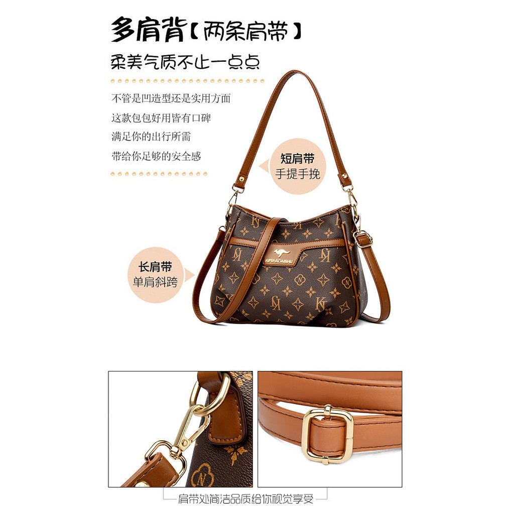 กระเป๋าสะพายไหล่ หนัง PU ขนาดใหญ่ จุของได้เยอะ แต่งซิป แฟชั่นเรโทร สําหรับสตรีวัยกลางคน